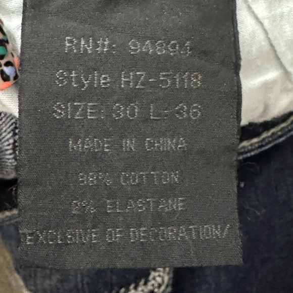 Live Hard Play Hard Design Silver Rhinestone Bootcut Mid-Rise Jeans Sz 30 L 36 - Picture 5 of 13